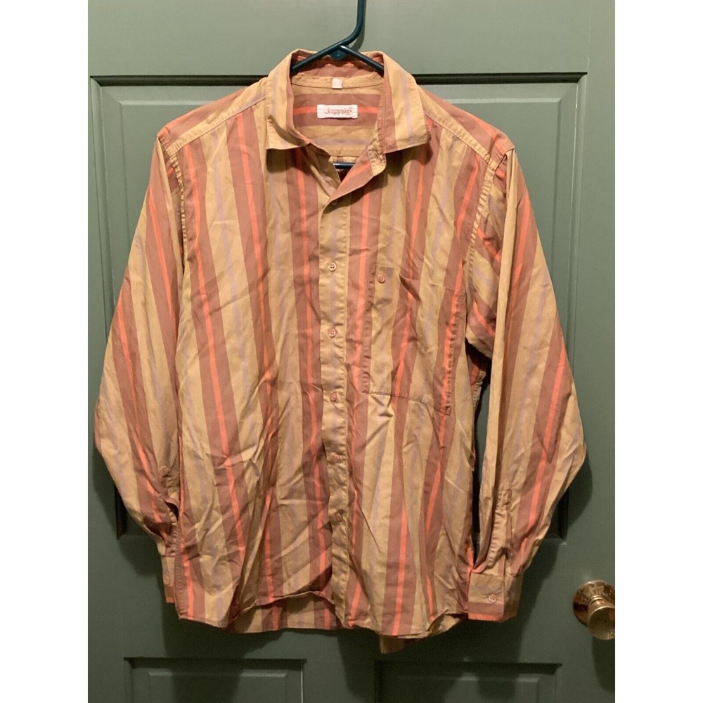 Scappino Italy Men's Striped Cotton Button-Up Long Sleeve Casual Shirt Size M